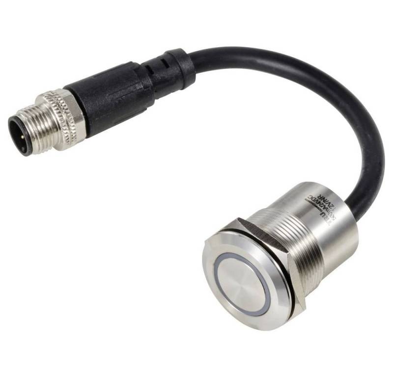 TRU COMPONENTS Schalter Piezotaster mit M12 Stecker, 22 mm, 24 V, 0.2 A, Betätiger flach von TRU COMPONENTS