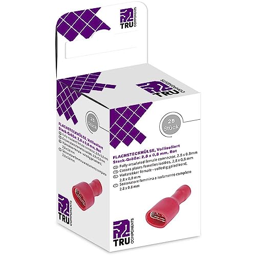 TRU COMPONENTS T1904C113 Sortiment von Kabelschuhen mit Buchse, Kupplungsbreite: 2,80 mm, Kontaktstärke: 0,80 mm, 180 °, vollständig isoliert, rot TRU COMPONENTS T1904C113 Sortiment von Kabelschuhen mit Buchse, Kupplungsbreite: 2,80 mm, Kontaktstärke: 0,80 mm, 180 °, vollständig isoliert, rot von TRU Components