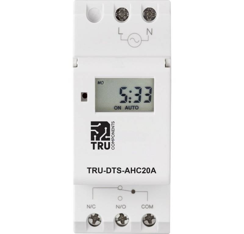 TRU COMPONENTS Zeitschaltuhr TRU COMPONENTS TC-8576104 Zeitschaltuhr für Hutschiene TRU-DTS-AHC20A, TRU-DTS-AHC20A von TRU COMPONENTS