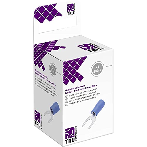 TRU COMPONENTS T2010C305 Gabelkabelschuh 1.5mm² 2.5mm² Loch-Ø=4.3mm Teilisoliert Blau 25St. von TRU Components