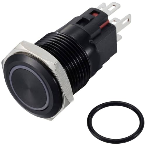 TRU COMPONENTS TC-12647452 Druckschalter 250 V/AC 3 A 1 x Aus/(Ein) IP65 Blau rastend Aluminium, eloxiert 1 St. von TRU Components