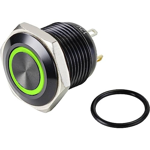 TRU COMPONENTS TC-9428168 GQ16F-10E/J/G/12V/A Drucktaster 48 V/DC 2 A 1 x Aus/(Ein) tastend Grün IP65 1 St. von TRU Components