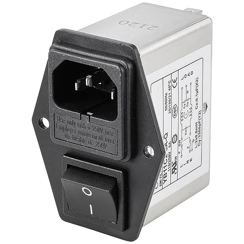 TRU Components TC-10101460 Netzfilter mit Kaltgerätebuchse, mit Schalter, mit 2 Sicherungen 250 V/AC 6 A 0.8 mH 1 St. von TRU Components