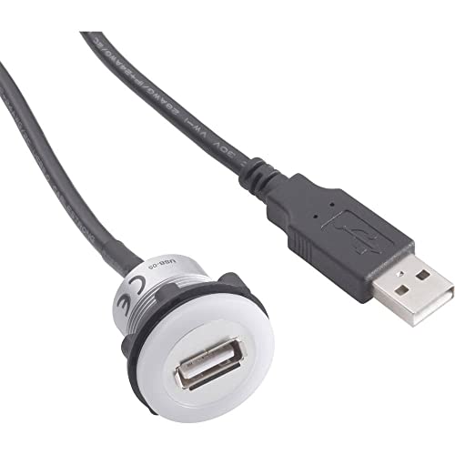 TRU Components USB A Einbaubuchse 2.0 1 x USB A Buchse auf 1 x USB A Stecker mit Beleuchtung und 1.5 von TRU Components