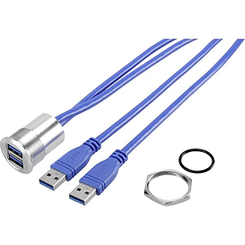 TRU Components USB A Einbaubuchse 3.0 USB-22 2x USB 3.0 Buchse A auf 2x USB 3.0 Stecker A 92007P89 I von TRU Components