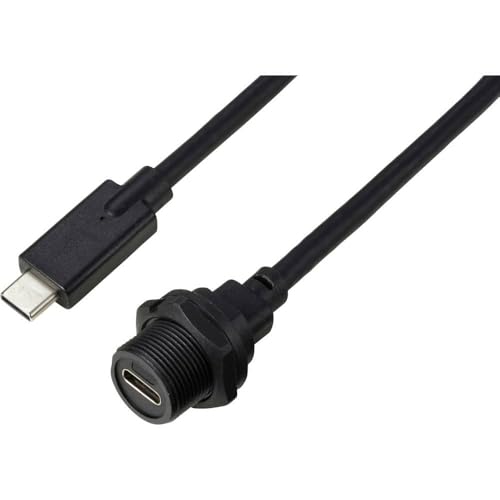 TRU Components USB-C® 3.1 Stecker auf Buchse IP67 (Gewinde) Kabel 0,5 m TC-E10T-FT3.1-PWF/MT3.1-NWA-0.5PV-S Wasserdichtes Kunststoffka von TRU Components