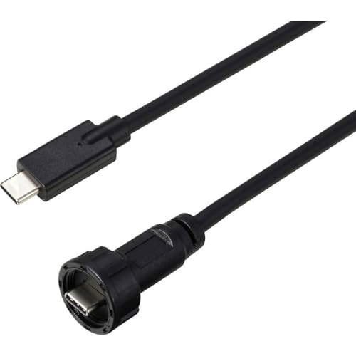 TRU Components USB-C® 3.1 Stecker auf Stecker IP67 (Gewinde) Kabel 0,5 m TC-E10T-MT3.1-MWA/NWA-0.5PV-S Wasserdichtes Kunststoffkabel T von TRU Components