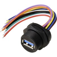 Tru Components - usb 3.0-Buchse für die rückseitige Montage mit Draht IP67 (Gewinde), Kabel 0,1 m TC-E13T-FU3-PWF-0. von TRU Components