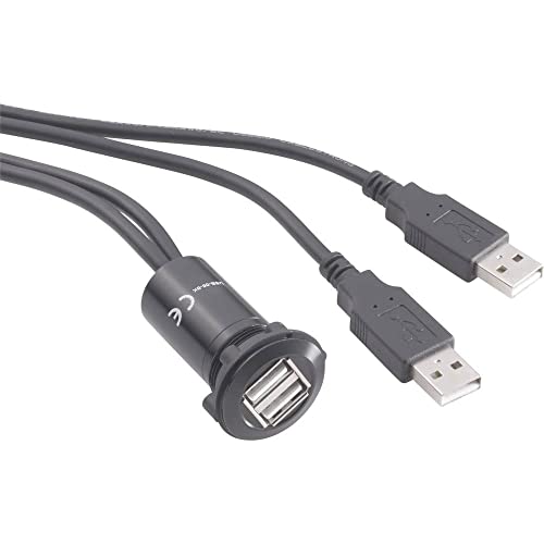 USB 2.0 Adapter 2 x USB Buchse Typ A auf 2 x USB Stecker Typ A mit 60cm TRU Components USB-06-BK 1229322 1 Stück von TRU Components