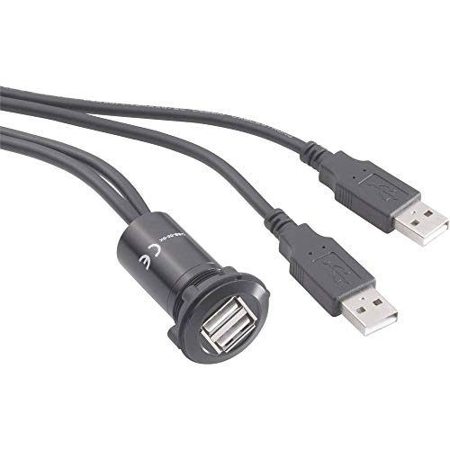 TRU Components USB 2.0 Adapter, 2 x USB Typ A Buchse auf 2 x USB Typ A Stecker mit 60 cm Kabel USB-06-BK 1229322, 1 Stück von TRU Components