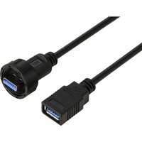 Tru Components - usb 3.0-Buchse auf Stecker, IP67 (Gewinde), Kabel 0,5 m TC-E13T-MU3-MWA/FU3-NWA-0.5PV-S Wasserdicht von TRU Components