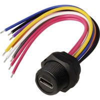 Tru Components - usb-c® 3.0 Buchse für die rückseitige Montage (mit Gewinde) Kabel 0,1 m TC-E10T-FT3-PWF-0.2PV Wasse von TRU Components
