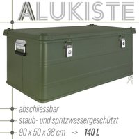 Aluminium Box mit Deckel Grün Alu Kiste Box Alukiste 140 Liter Transportbox Metallbox Alu Aufbewahrungsbox Boxen Abschliessbar Metallkiste Trucky von TRUCKY