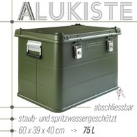 Aluminium Box mit Deckel Grün Alu Kiste Box Alukiste 75 Liter Transportbox Metallbox Alu Aufbewahrungsbox Boxen Abschliessbar Metallkiste Trucky von TRUCKY