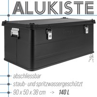 Aluminium Box mit Deckel Schwarz Alu Kiste Box Alukiste 140 Liter Transportbox Metallbox Alu Aufbewahrungsbox Boxen Abschliessbar Metallkiste Trucky von TRUCKY