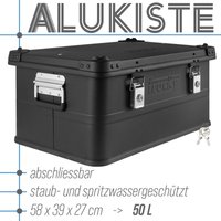 Aluminium Box mit Deckel Schwarz Alu Kiste Box Alukiste 50 Liter Transportbox Metallbox Alu Aufbewahrungsbox Boxen Abschliessbar Metallkiste Trucky von TRUCKY