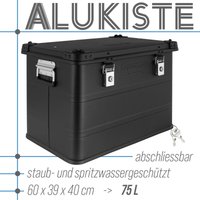 Aluminium Box mit Deckel Schwarz Alu Kiste Box Alukiste 75 Liter Transportbox Metallbox Alu Aufbewahrungsbox Boxen Abschliessbar Metallkiste Trucky von TRUCKY