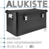 Aluminium Box mit Deckel Schwarz Alu Kiste Box Alukiste 90 Liter Transportbox Metallbox Alu Aufbewahrungsbox Boxen Abschliessbar Metallkiste Trucky von TRUCKY
