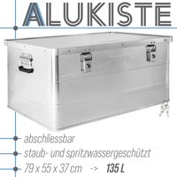 Aluminium Box mit Deckel Silber Alu Kiste Box Alukiste 135 Liter Transportbox Metallbox Alu Aufbewahrungsbox Boxen Abschliessbar Metallkiste Trucky von TRUCKY