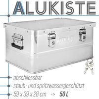 Aluminium Box mit Deckel Silber Alu Kiste Box Alukiste 50 Liter Transportbox Metallbox Alu Aufbewahrungsbox Boxen Abschliessbar Metallkiste Trucky von TRUCKY