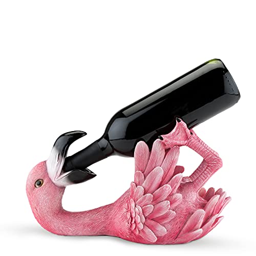 True Flirty Flamingo Polyresin Wine Bottle Holder Set of 1, Pink, Holds 1 Standard Wine Bottle von TRUE