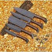 Handgeschmiedetes Damast-Kochmesser-Set Mit 5 Grillmessern Küchenmesser Geschenk Für Sie Valentinstagsgeschenk Campingmesser Ihn Trauzeugen Sm von TRUEDEMASCUS