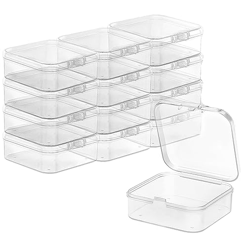 TRUEIN 12 Stk Aufbewahrungsboxen mit Deckel Klein Kunststoff, Kleine Aufbewahrungsbox Plastik Transparent Plastikbox, Mini Plastik Boxen Set für Pillen, Perlen, Schmuck, Handwerk von TRUEIN