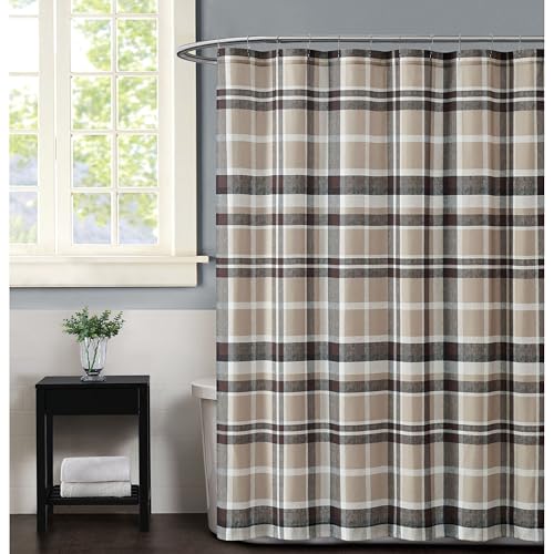 TRULY SOFT Everyday Paulette Duschvorhang, kariert, Taupe von TRULY SOFT