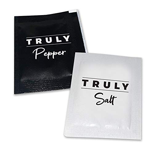 TRULY Salz- und Pfeffersäckchen für einzelne Gewürze, praktische Mini-Päckchen (50 Salz- und 50 Pfeffer) von TRULY