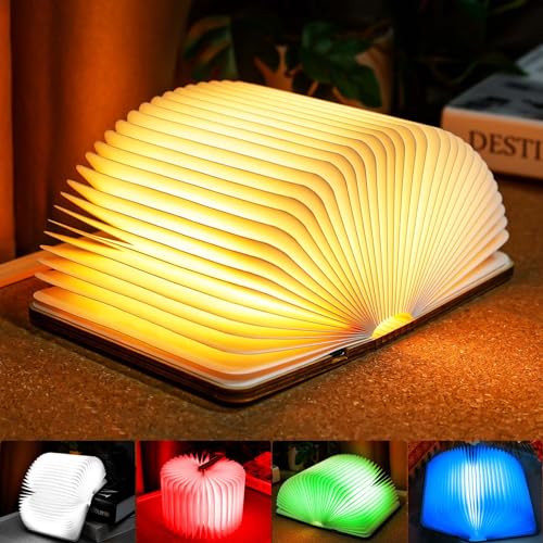 TRUMPETS Buch lampe LED, Faltbare Buch Licht 2500mAh Aufladbare USB-C, Nachtlicht Nachttischlampe Nachtlicht für Freundin, Kinder, Geschenk, Home Decor (12cm | RGB) von TRUMPETS