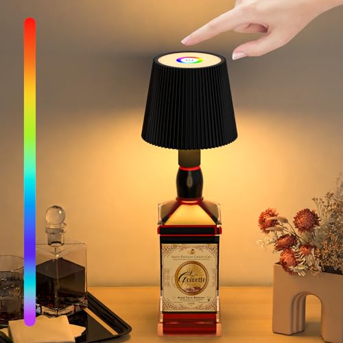 TRUMPETS LED Flaschenlampe Aufladbar USB-C Dimmbare RGB & 3 Farbtemperatur IP54 Wasserdicht Touchgesteuerte Stimmungslicht für Innen und Außen Restaurant & Bar (1 Stück | RGB) von TRUMPETS