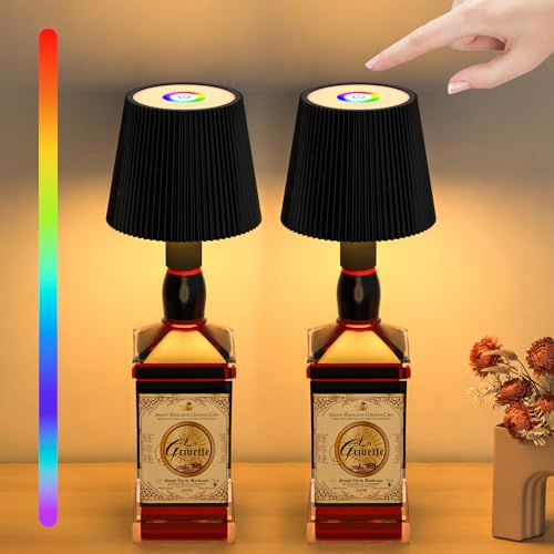 TRUMPETS LED Flaschenlampe Aufladbar USB-C Dimmbare RGB & 3 Farbtemperatur IP54 Wasserdicht Touchgesteuerte Stimmungslicht für Innen und Außen Restaurant & Bar von TRUMPETS