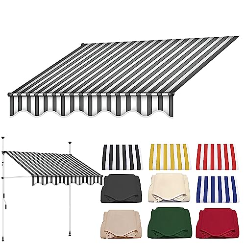 Ersatzstoff für Außenmarkise, Fenstermarkise, Terrassenmarkise, UV Schutz, Wasserdicht, Große Auswahl an Farben und Größen, Rahmen Nicht im Lieferumfang Enthalten ( Color : Gray+White , Size : 2M/78.7 von TRUNXUCL