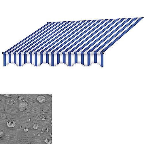 TRUNXUCL Ersatzstoff, Ersatzstoff für Einziehbare Terrassenmarkise, 180g/m², UV und Wasserabweisender Stoff für Terrasse, Balkon, Hof (Color : Blue+White, Size : 2.5M/98.4IN) von TRUNXUCL