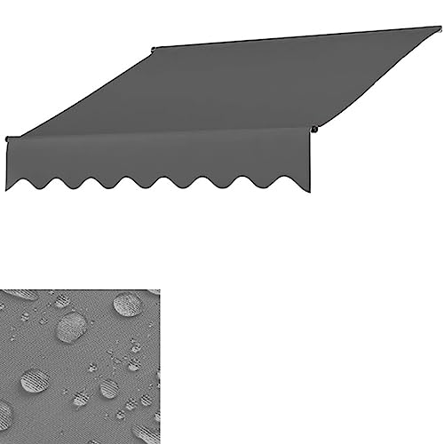 TRUNXUCL Ersatzstoff, Ersatzstoff für Einziehbare Terrassenmarkise, 180g/m², UV und Wasserabweisender Stoff für Terrasse, Balkon, Hof (Color : Grau, Size : 2.5M/98.4IN) von TRUNXUCL