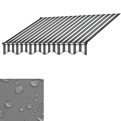 TRUNXUCL Ersatzstoff, Ersatzstoff für Einziehbare Terrassenmarkise, 180g/m², UV und Wasserabweisender Stoff für Terrasse, Balkon, Hof (Color : Gray+White, Size : 2M/78.7IN) von TRUNXUCL