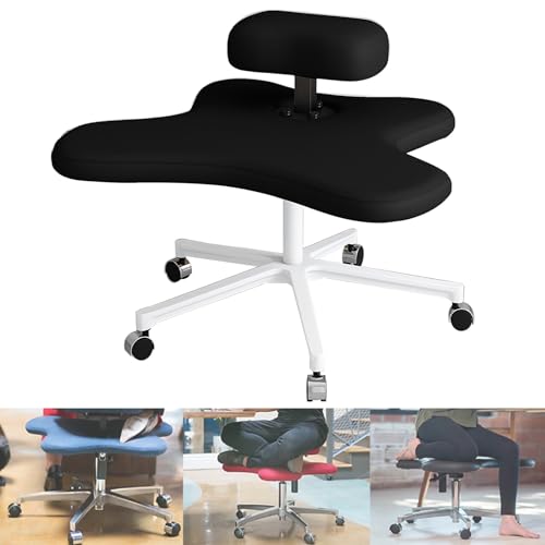 TRUNXUCL Kniestuhl Ergonomisch, Meditation Chair Höhenverstellbar, Stuhl mit Gekreuzten Beinen zur Verbesserung der Körperhaltung, für Zappelige Sitzende, Büro und Zuhause (Color : Negro) von TRUNXUCL