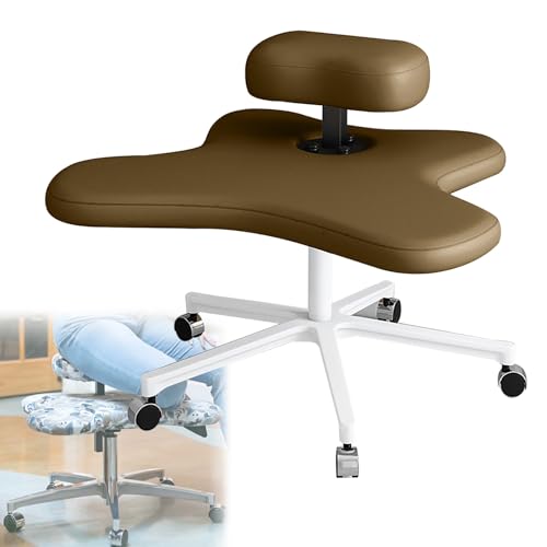 TRUNXUCL Meditation Chair mit Rollen, Kniestuhl Ergonomisch für Büro und Zuhause, Höhenverstellbarer Kniestuhl mit Gekreuzten Beinen, Knie Liegestuhl mit Mehreren Sitzpositionen (Color : Brown) von TRUNXUCL