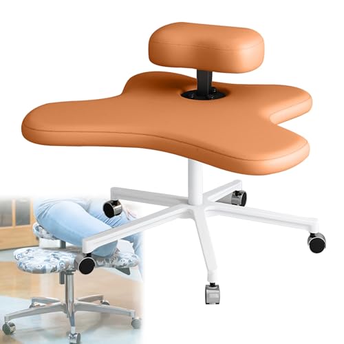 TRUNXUCL Meditation Chair mit Rollen, Kniestuhl Ergonomisch für Büro und Zuhause, Höhenverstellbarer Kniestuhl mit Gekreuzten Beinen, Knie Liegestuhl mit Mehreren Sitzpositionen (Color : Orange) von TRUNXUCL