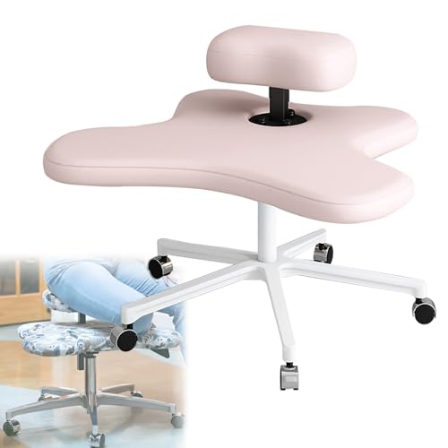 TRUNXUCL Meditation Chair mit Rollen, Kniestuhl Ergonomisch für Büro und Zuhause, Höhenverstellbarer Kniestuhl mit Gekreuzten Beinen, Knie Liegestuhl mit Mehreren Sitzpositionen (Color : Pink) von TRUNXUCL