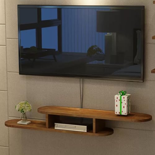 TRUNXUCL Schwebendes TV Regal, Wandmontiertes Lagerregal, zur Aufbewahrung von Multimedia Audio und Videogeräten, Moderne Unterhaltungs Mittelkonsole für Schlafzimmer (Color : Brown, Size : L:160cm/ von TRUNXUCL