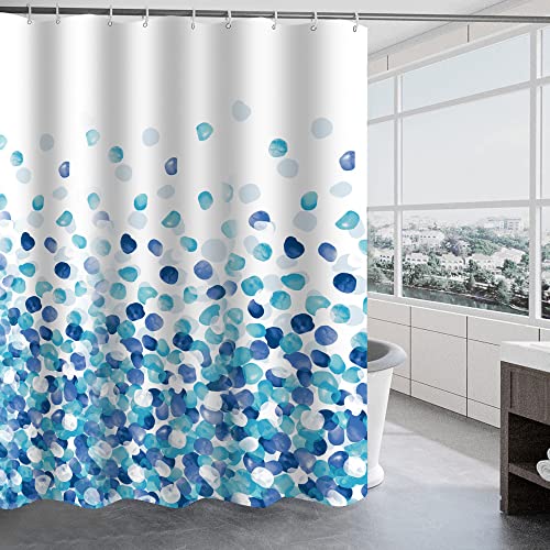 TRUSTLIFE Duschvorhang Wasserdicht Polyester Badezimmer Vorhänge,180 x 200 cm Waschbar Badvorhänge, Schnelltrocknend, Beschwerter Saum Duschvorhänge für Nassraum, Duschvorhang mit 12 Haken - Blau von TRUSTLIFE