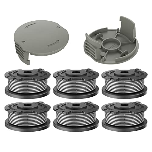 TRUSTLIONTEK Rasentrimmer Fadenspule,F016800569 Ersatzspule Φ1,65 mm 4,9 m, geeignet für bosch trimmer EasyGrassCut 18 23 26 SL ，bosch rasentrimmer ersatzteile (6 Fadenspulen, 2 Trimmerabdeckung) von TRUSTLIONTEK