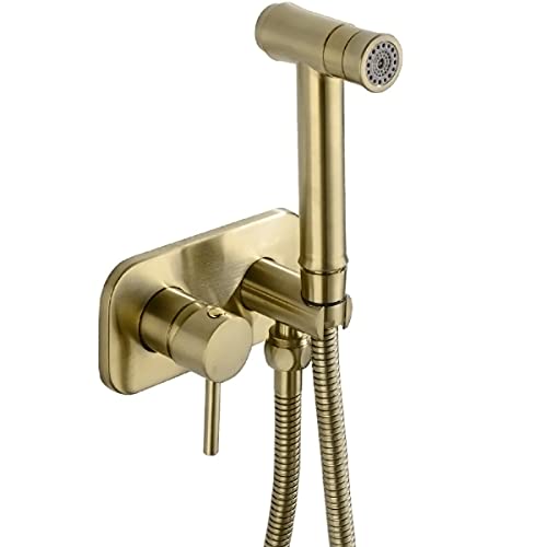 TRUSTMI Bidet-Spray-Set für das Badezimmer, versteckt, warm und kalt, Handsprüher mit Shattaf-WC-Aufsatz, gebürstetes Gold von TRUSTMI