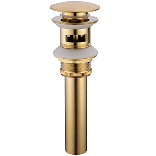 TRUSTMI Messing Bad Waschbecken Waschbecken Abfall Moderne Pop Up Click Clack Connector mit Überlauf, Gold gebürstet von TRUSTMI