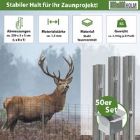 Z-Profil Zaunpfosten 230 cm feuerverzinkt 50x Zaunpfähle 1,5 mm Stärke gestanzte Haken Forstprofil von TRUTZHOLM®