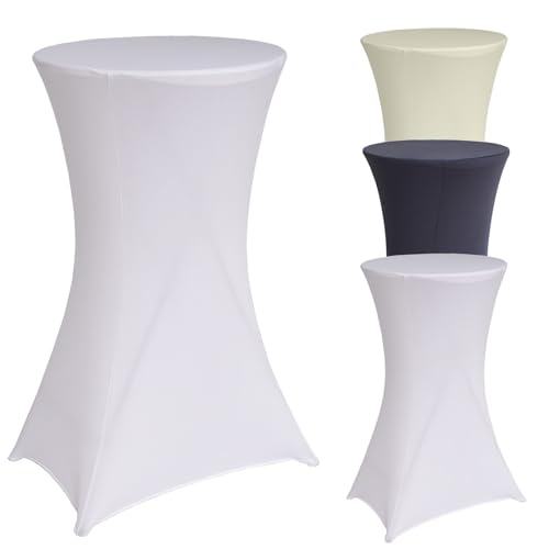 TRUTZHOLM Stehtischhusse 60 cm Farbe nach Wahl Tischdecke Husse Partytisch Bistrotisch Stretch Decke (Weiß) von TRUTZHOLM