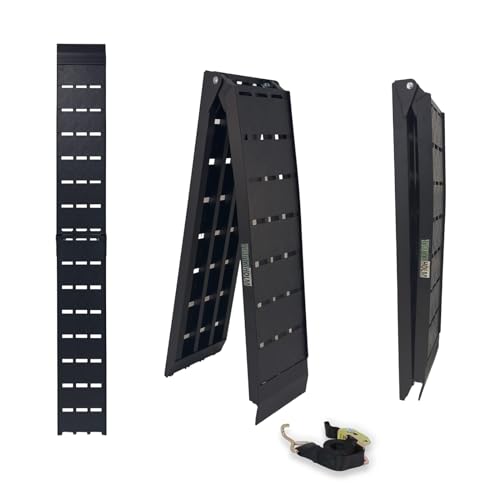 TRUTZHOLM 1 x Auffahrrampe klappbar 228cm Traglast 680kg Alu schwarz Riffelblechoptik Motorradrampe Verladerampe von TRUTZHOLM
