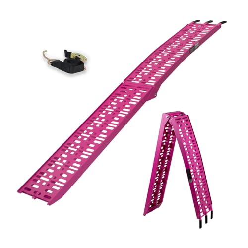 1x TRUTZHOLM Auffahrrampe 228 cm Traglast 340 kg ALU pink klappbar Verladerampe Rampe Verladerampen Farbe nach Auswahl (1x Rampe Pink) von TRUTZHOLM