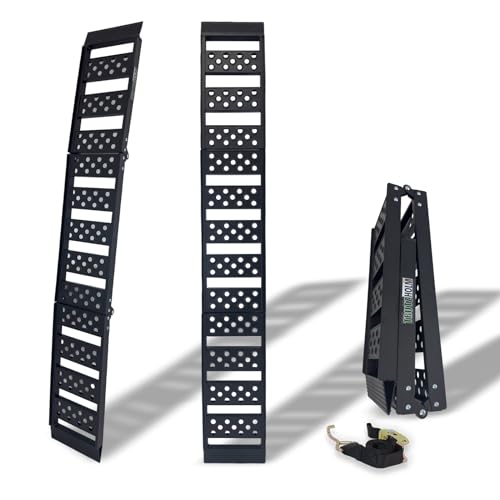 TRUTZHOLM Alu Auffahrrampe 198 cm 340 Kg zweifach klappbar Verladerampe Motorradrampe Klapprampe sehr platzsparend verstaubar und extrem leicht (schwarz, 1 Stück) von TRUTZHOLM